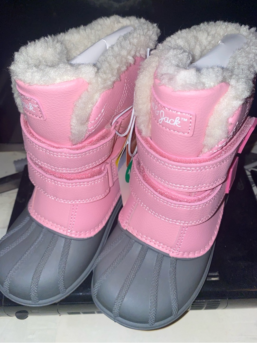 Pink & Gray Cozy Winter Boots